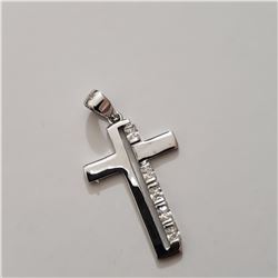 SILVER CZ CROSS  PENDANT