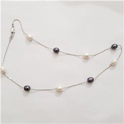 SILVER FRESH WATER PEARL 20"  NECKLACE