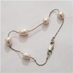 SILVER FRESH WATER PEARL 7.5"  BRACELET