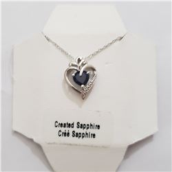 SILVER CREATED SAPPHIRE (NO CHAIN)