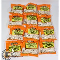TWELVE 60G BAGS OF PLANTERS IN SHELL PUMPKIN