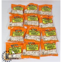 TWELVE 60G BAGS OF PLANTERS IN SHELL PUMPKIN