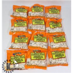 TWELVE 60G BAGS OF PLANTERS IN SHELL PUMPKIN