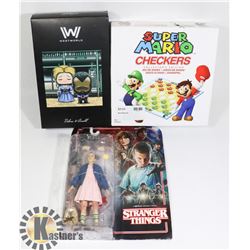 LOT OF 3 COLLECTIBLES:  STRANGER THINGS, WESTWORLD