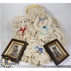 ESTATE BOX OF HAND MADE MOP HEAD DOLLS, AND