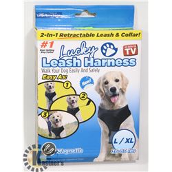 NEW LUCKY LEASH 2 IN 1 RETRACTABLE LEASH/ HARNESS