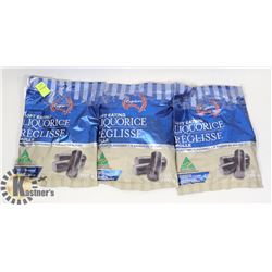 3 BAGS OF SOFT EATING LICORICE (BLUEBERRY)