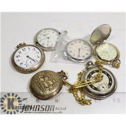 BAG OF 6 POCKET WATCHES UNTESTED ESTATE