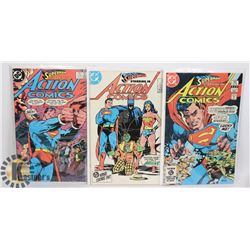 3 VINTAGE SUPERMAN ACTION COMICS