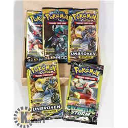 5 SEALED POKEMON BOOSTER PACKS