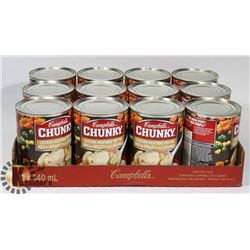 CASE WITH 12 540ML CANS OF CAMPBELLS CHUNKY SOUP