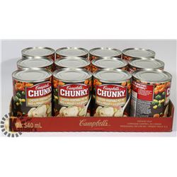 CASE WITH 12 540ML CANS OF CAMPBELLS CHUNKY SOUP