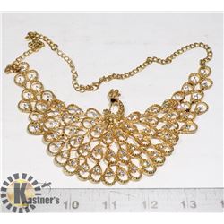 GOLD TONE GEMMED PEACOCK NECKLACE