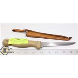 APOLLO BONER FILLET KNIFE IN LEATHER SHEATH