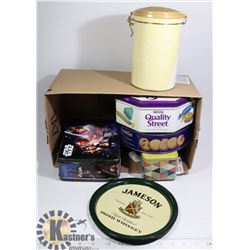 BOX OF COLLECTIBLES TINS AND LUNCH PAILS