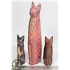 Image 1 : 3 PC SOAP STONE HAND CARVED CAT FIGURINES