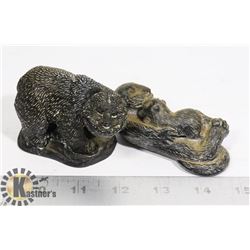 CANADIAN SOAPSTONE BEAVER & BEAR CARVINGS 2PCS