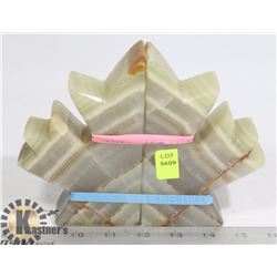 ALABASTER MAPLE LEAF BOOK ENDS