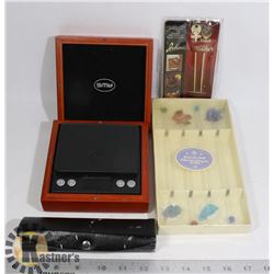 LOT OF NEW BEVERAGE STIR STICKS, SCALE &