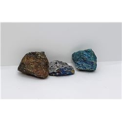 11)  LOT OF 3 PEACOCK TITANIUM MINERAL