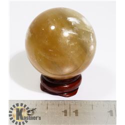 #98-YELLOW CITRINE SPHERE BALL 41.3mm + STAND