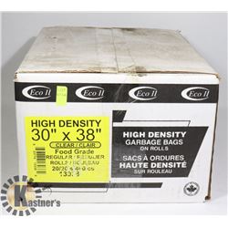 CASE OF 30" X 38" HIGH DENSITY CLEAR FOOD GRADE