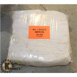 25LB BAG OF WHITE WIPERS (RAGS)
