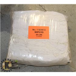 25LB BAG OF WHITE WIPERS (RAGS)