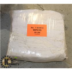 25LB BAG OF WHITE WIPERS (RAGS)