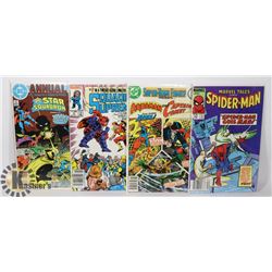 LOT OF 4  DC AND MARVEL COMIC BOOKS.