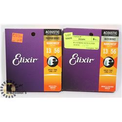 TWO NEW 6 STRING SETS ELIXIR 80-20 ACOUSTIC