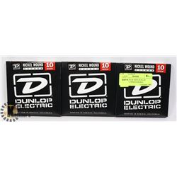 THREE SETS OF NEW DUNLOP ELECTRIC STRINGS NICKEL