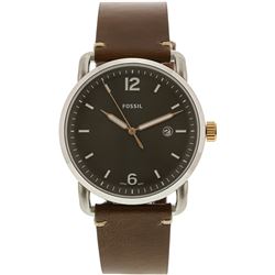 NEW FOSSIL GREY DIAL/ BROWN STRAP 42MM MSRP $199