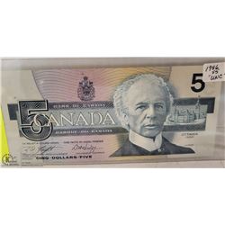 1986 FIVE DOLLAR BILL