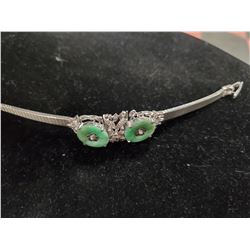 18K GOLD DIAMOND & LIGHT JADE BRACELET