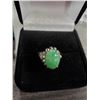Image 1 : 18K WHITE GOLD JADE RING SIZE 5.5