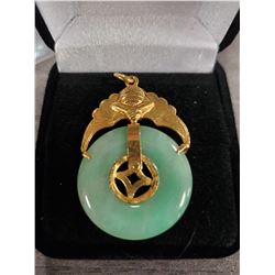 24K GOLD AND JADE STONE PENDANT