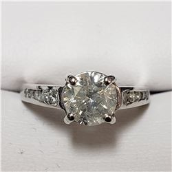 35) 14KT WHITE GOLD DIAMOND RING, SIZE 7