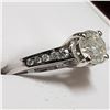 Image 2 : 35) 14KT WHITE GOLD DIAMOND RING, SIZE 7