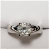 Image 1 : 33) 18KT WHITE GOLD DIAMOND SOLITAIRE RING. SIZE 5