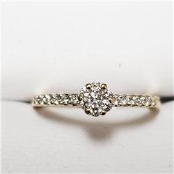 49) 18KT YELLOW GOLD DIAMOND RING. SIZE 6