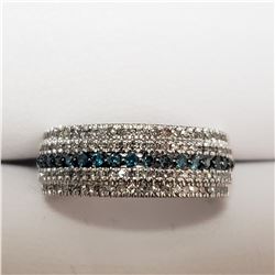 46) 14KT WHITE GOLD FANCY COLORED DIAMOND RING.