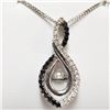 Image 1 : 39) 14KT WHITE GOLD BLACK DIAMOND PENDANT & CHAIN