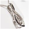 Image 2 : 39) 14KT WHITE GOLD BLACK DIAMOND PENDANT & CHAIN