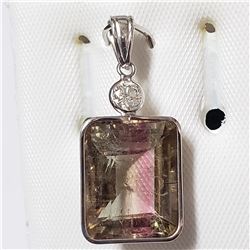50) 14KT WHITE GOLD WATER MELON TOURMALINE &