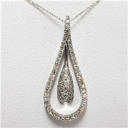 41) 14KT WHITE GOLD DIAMOND PENDANT WITH CHAIN.