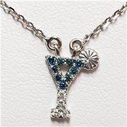 43) 18KT WHITE GOLD FANCY COLORED BLUE DIAMOND