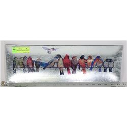 PAINTED BIRDS DECORATIVE GLASS PLATTER