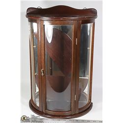 WOOD WALL HANGING DISPLAY CABINET 19" X 12"