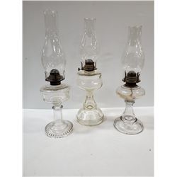 LOT OF 3 VINTAGE COAL OIL LAMPS